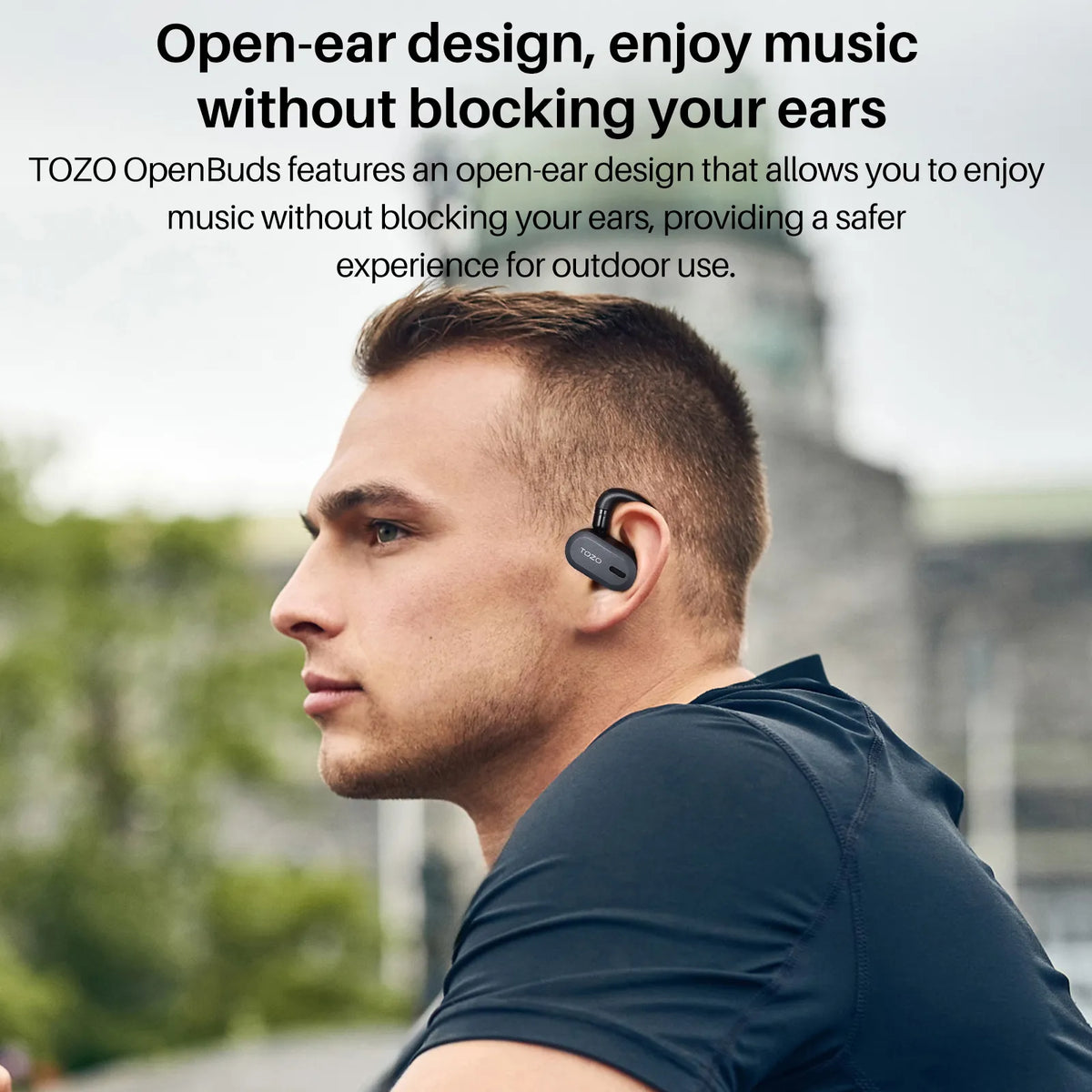 TOZO Open Buds-Lightweight True Open Ear Wireless Earbuds-Black
