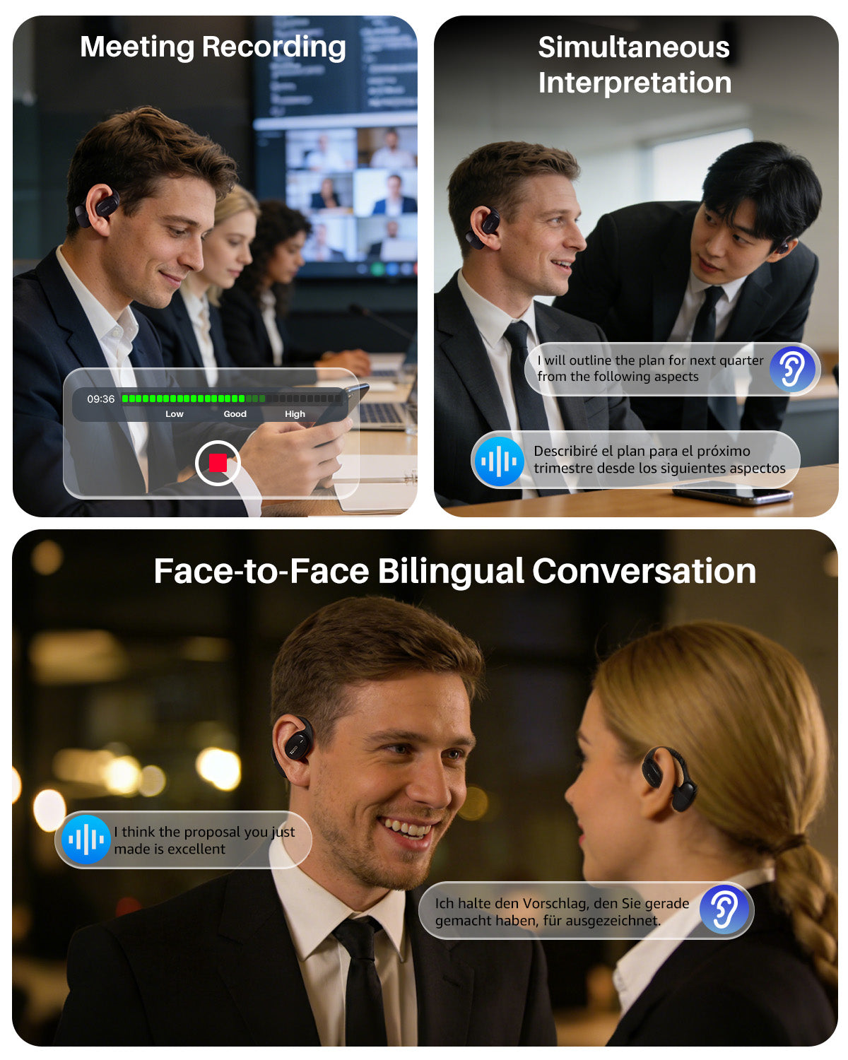 Auriculares de traducción con IA TOZO OpenEgo