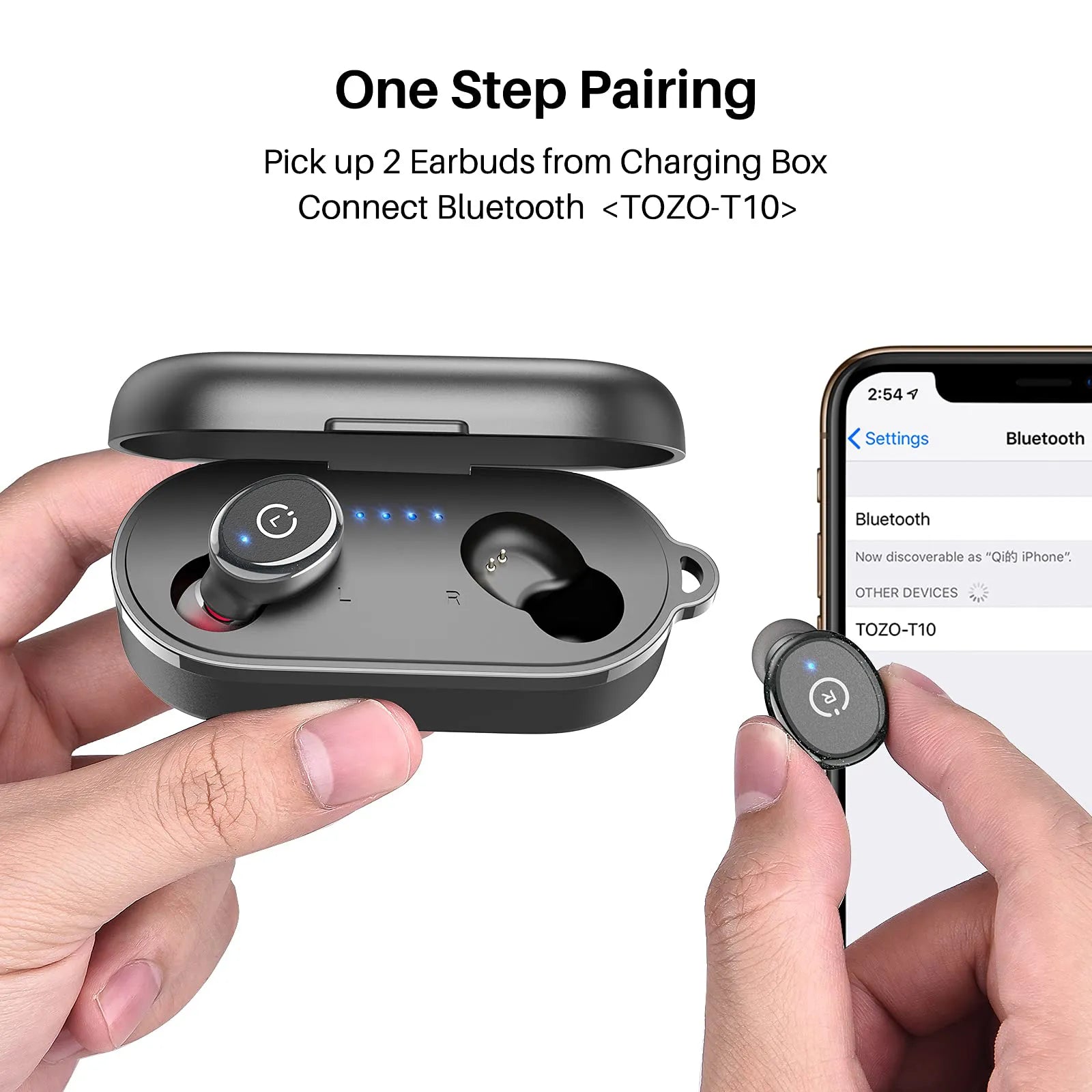 TOZO t10 bluetooth 5.3 wireless earbuds black