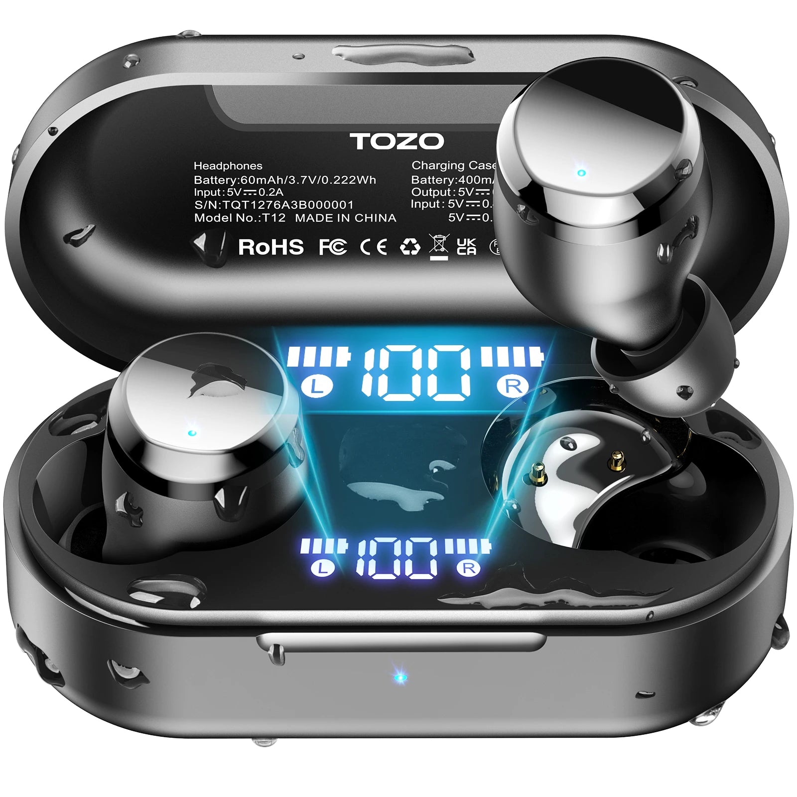 TOZO tonal dots wireless earbuds black