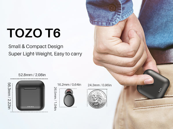 TOZO T6 Small & Compact Design Super Light-Weight, Easy to carry