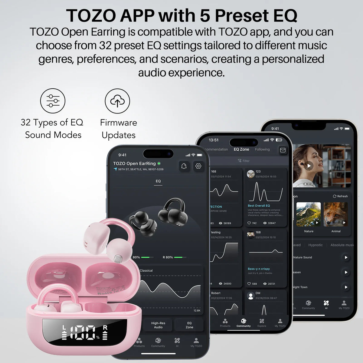 TOZO OpenEarRing True Open Ear Headphones