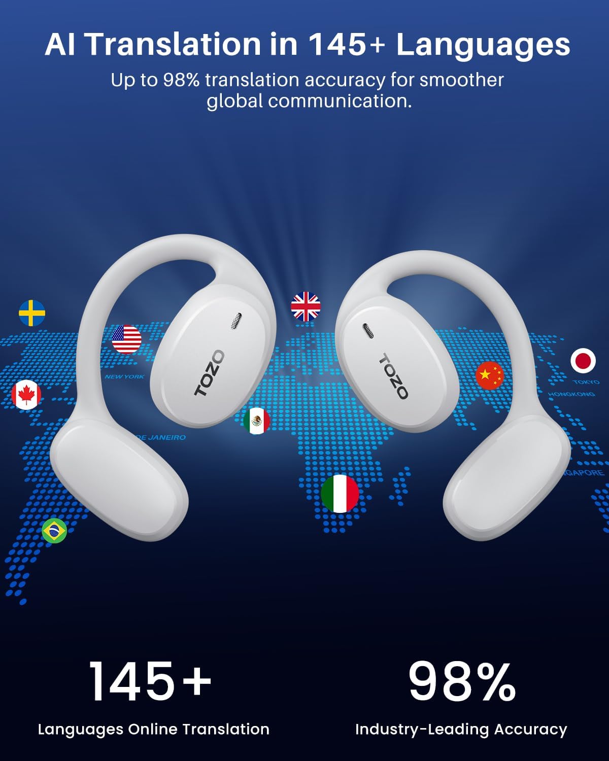 Auriculares de traducción con IA TOZO OpenEgo