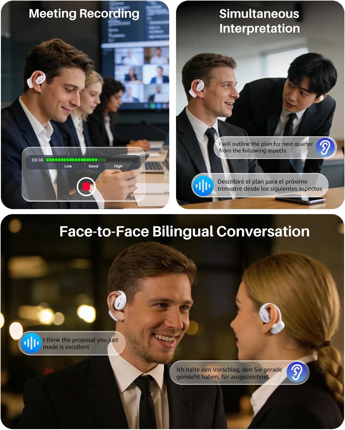 Auriculares de traducción con IA TOZO OpenEgo