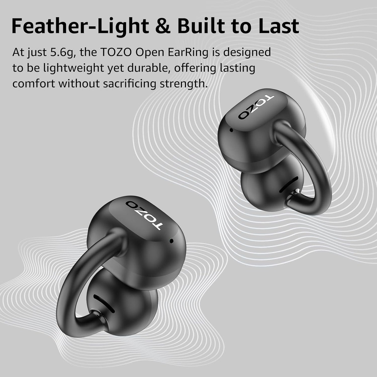 TOZO openearring black feather-light & built to last