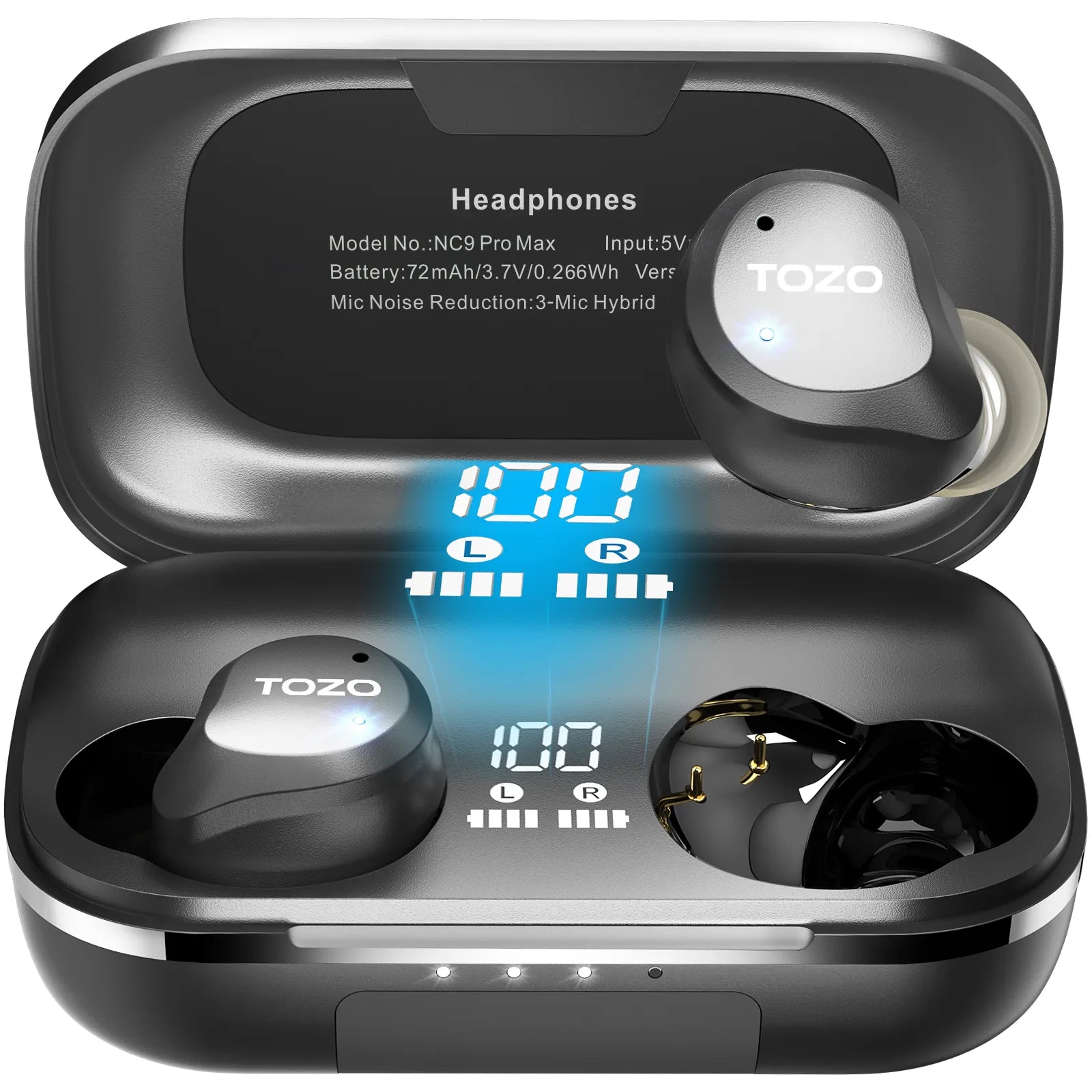 NC9 Pro Max Hybrid Active Noise Cancelling Wireless Earbuds TOZO