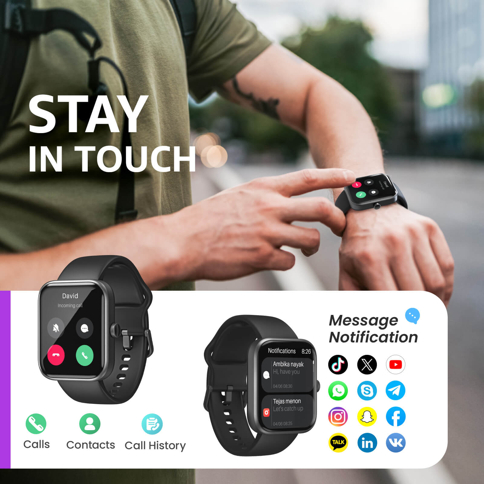 TOZO s3 smart watch matte black