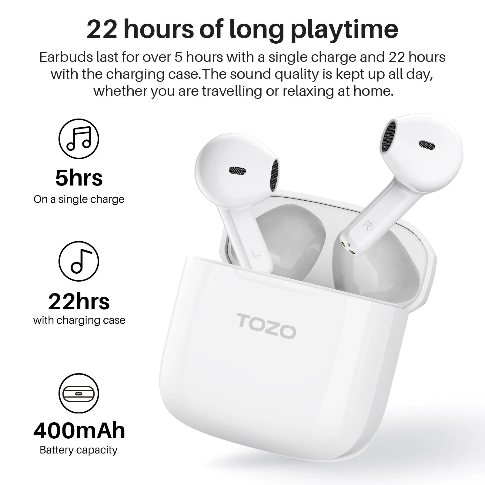 TOZO Audifonos True Wireless Noise Cancellation Openbuds Tozo