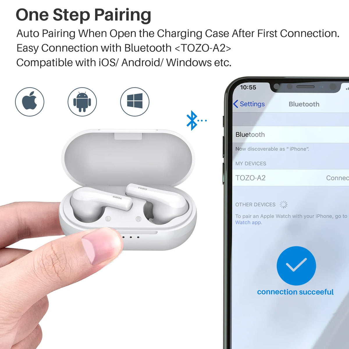 A2 Mini Wireless Earbuds IPX5 Waterproof TOZO