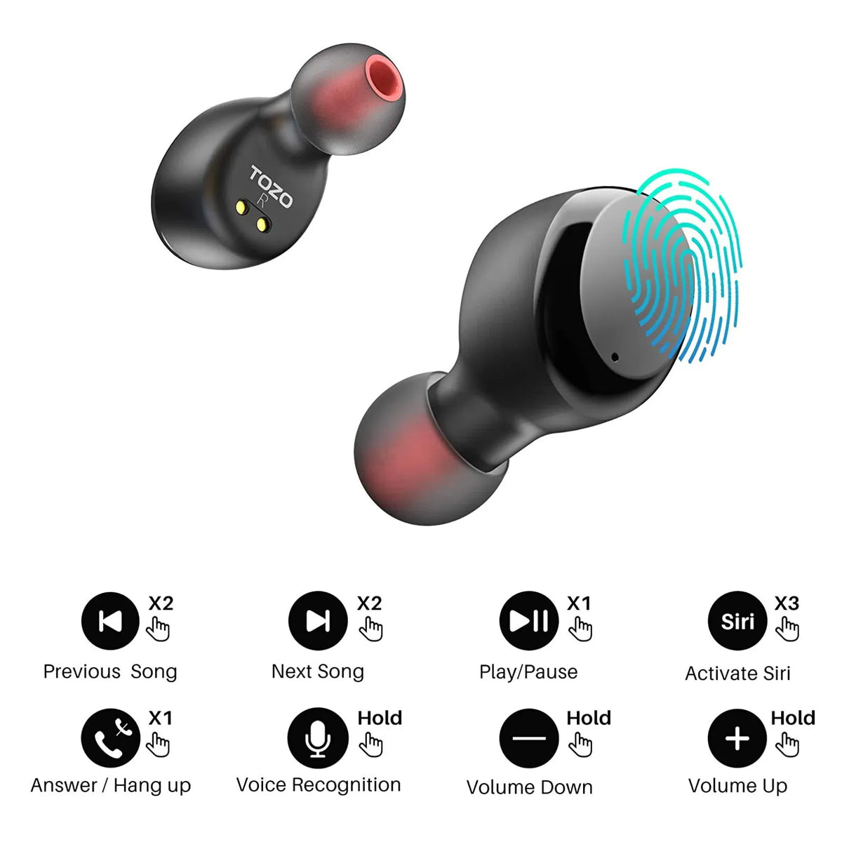 TOZO T6 Earbuds Ergonomic Design Wireless Charging Immersive Audio TOZO Official
