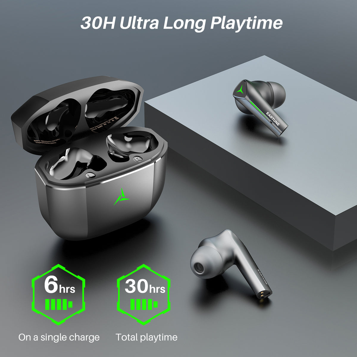 Eartune Gaming 1 Auriculares inalámbricos Auriculares Bluetooth para juegos con micrófono Auriculares internos de alta sensibilidad 