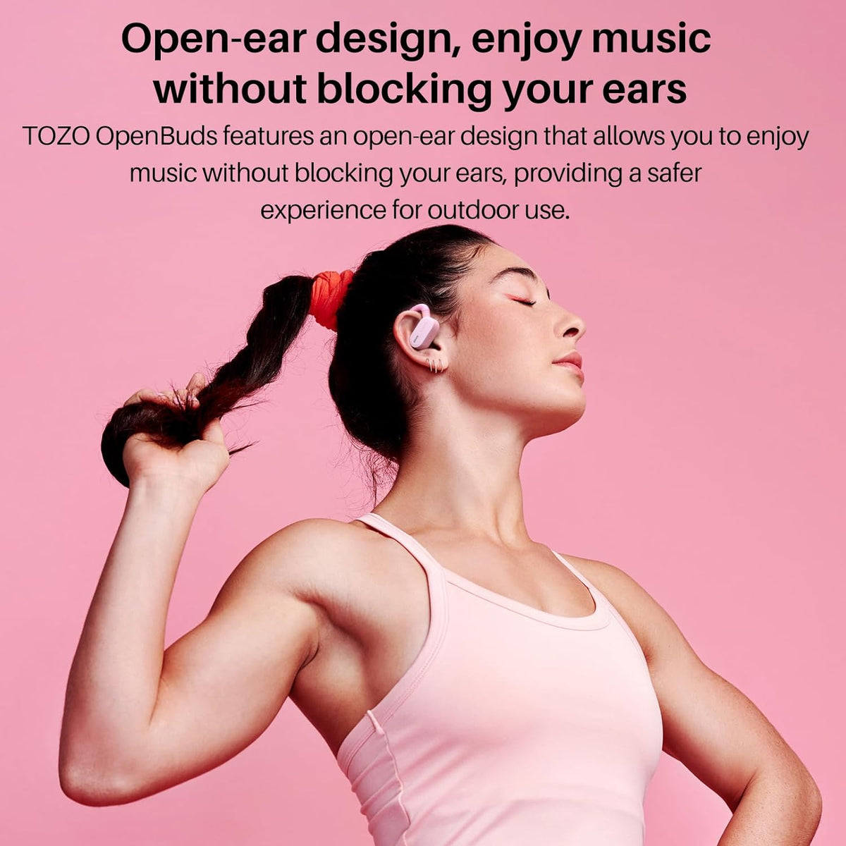 TOZO Open Buds-Lightweight True Open Ear Wireless Earbuds-Pink