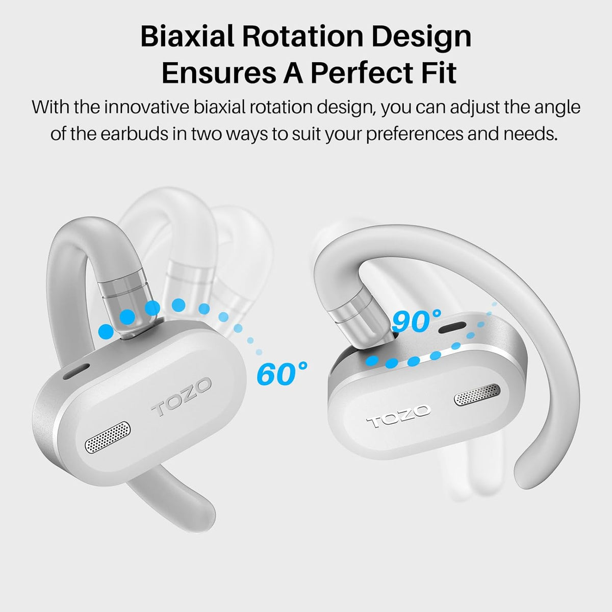 TOZO Open Buds-Lightweight True Open Ear Wireless Earbuds-White