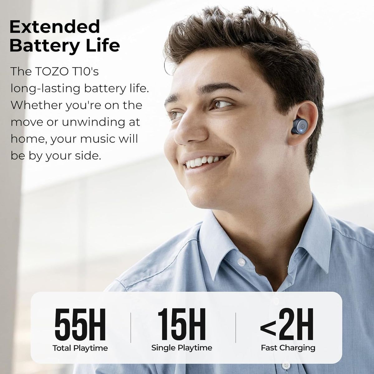 Auriculares inalámbricos T10 Bluetooth 5.3 con estuche de carga inalámbrica  IPX8, impermeables, auriculares estéreo en el oído, micrófono integrado