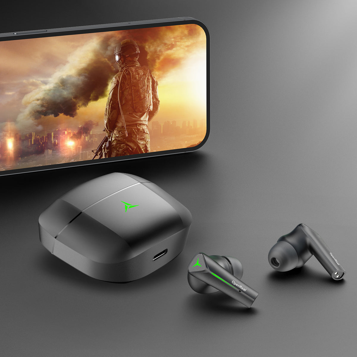Auriculares inalámbricos para juegos OpenReal con modo de juego/música y micrófono para una experiencia musical y de juegos inmersiva y latencia ultra baja de 45 ms especialmente diseñados para juegos
