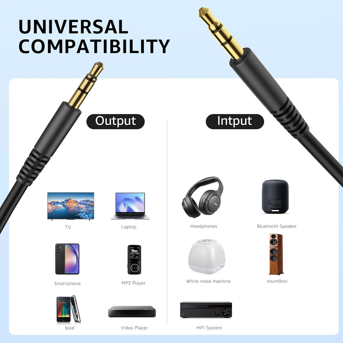 Cable de audio auxiliar TOZO de 3,5 mm compatible con auriculares y tabletas