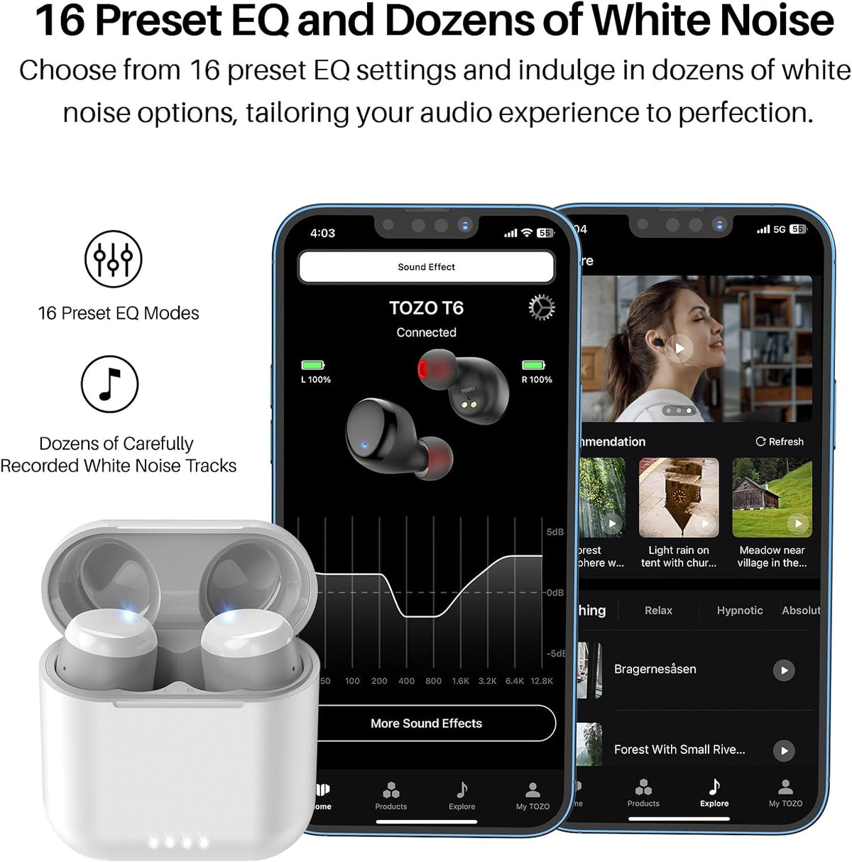 T6 True Wireless Earbuds-IPX8 Waterproof -TOZO