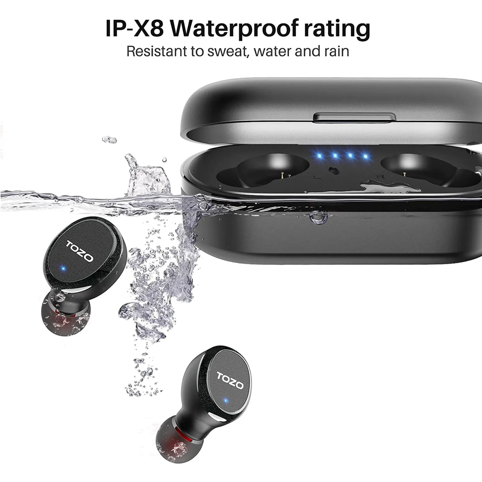 TOZO T10 True Wireless Earbuds in-Ear Bluetooth Headphones Stereo Calls  Touch Control IPX8 Waterproof Bluetooth5.3 - Gray (Charging Case Included)  