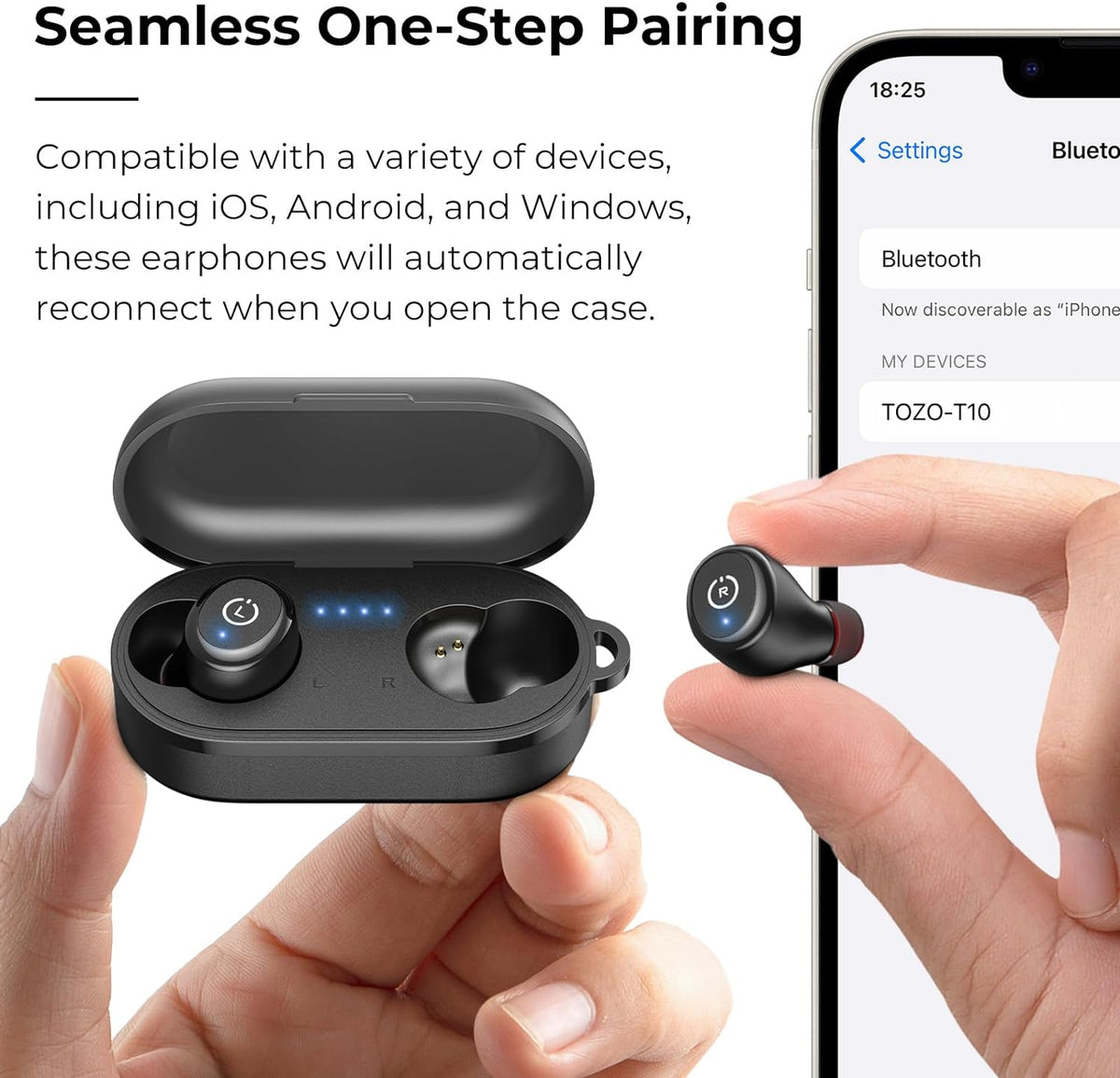 TOZO T10 Bluetooth Wireless Earbuds with Wireless Charging Case