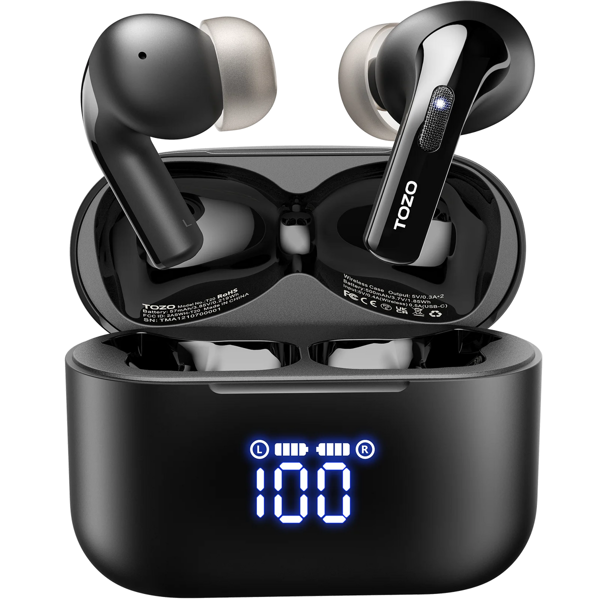 Premium Sound Quality with TOZO T20 Wireless Charging Earbuds TOZO Official