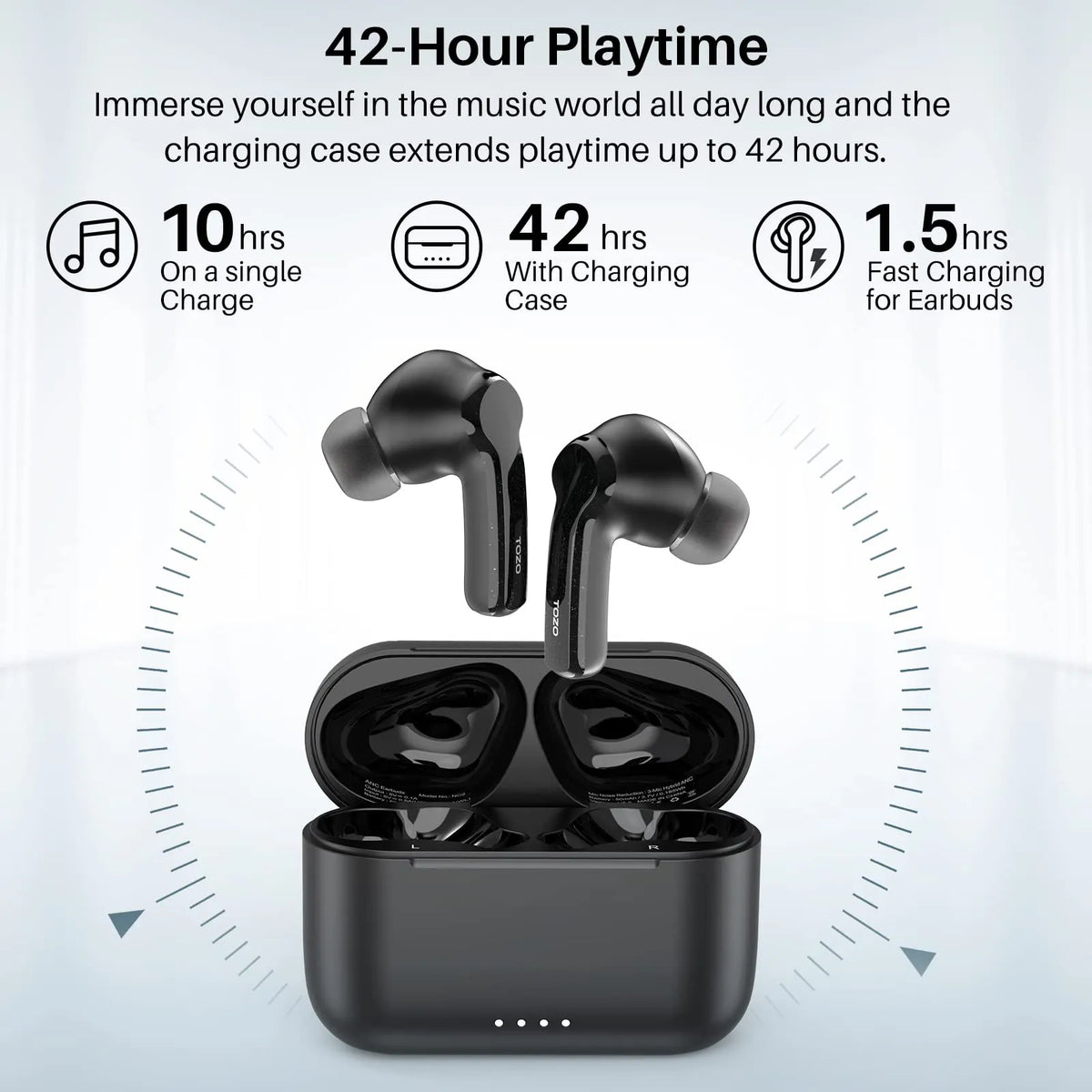 NC2 Pro Hybrid Active Noise Canceling Wireless Earbuds TOZO TOZO Official