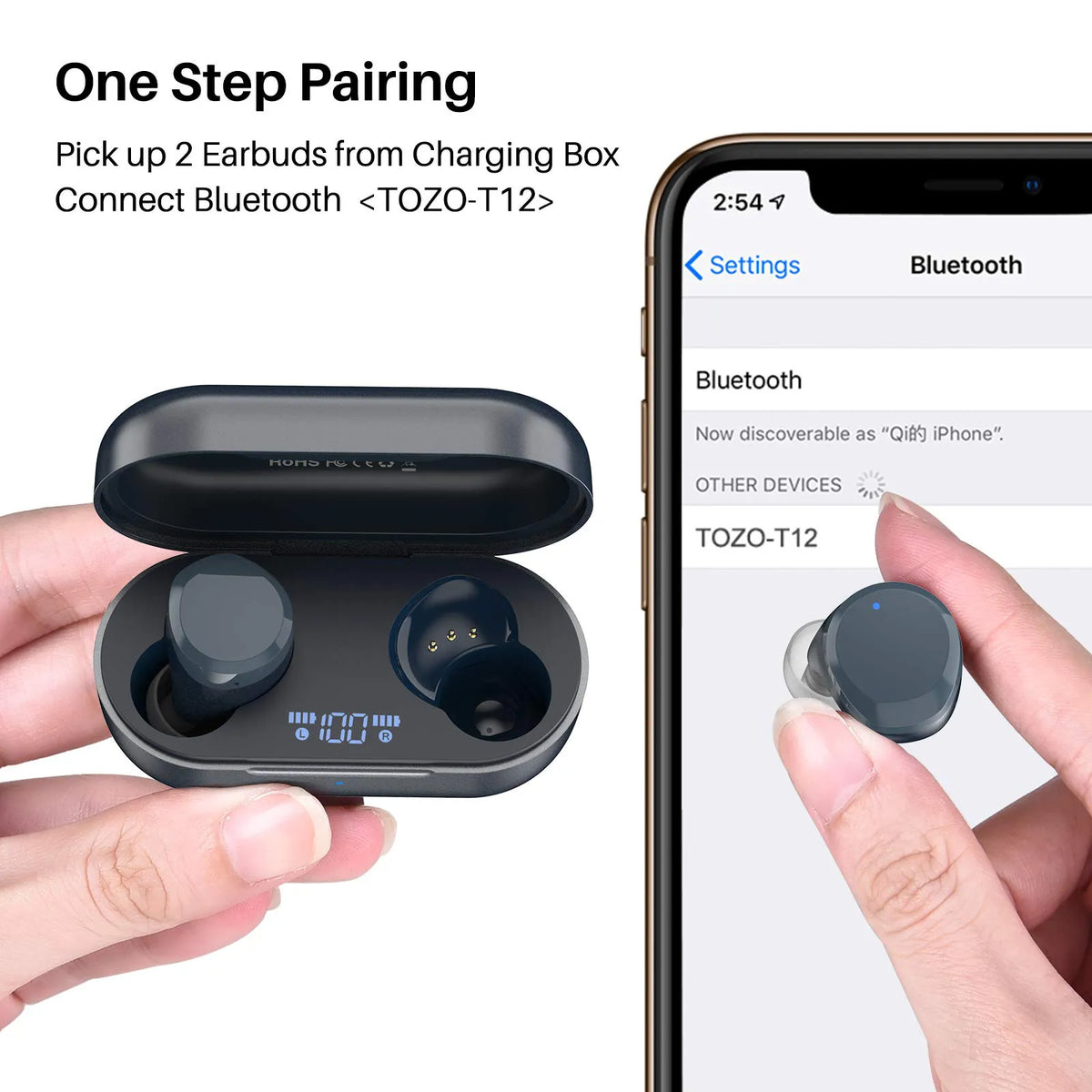 T12 Wireless Earbuds IPX8 Waterproof TOZO