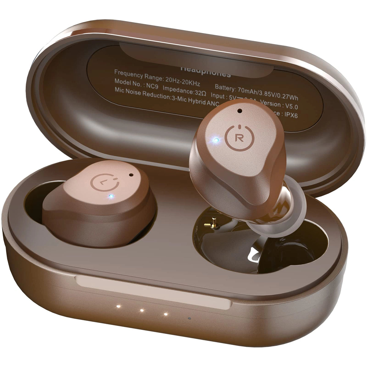 TOZO NC9 Hybrid Active Noise Cancelling Wireless Earbuds Built-in Dual Noise Cancelling Microphone