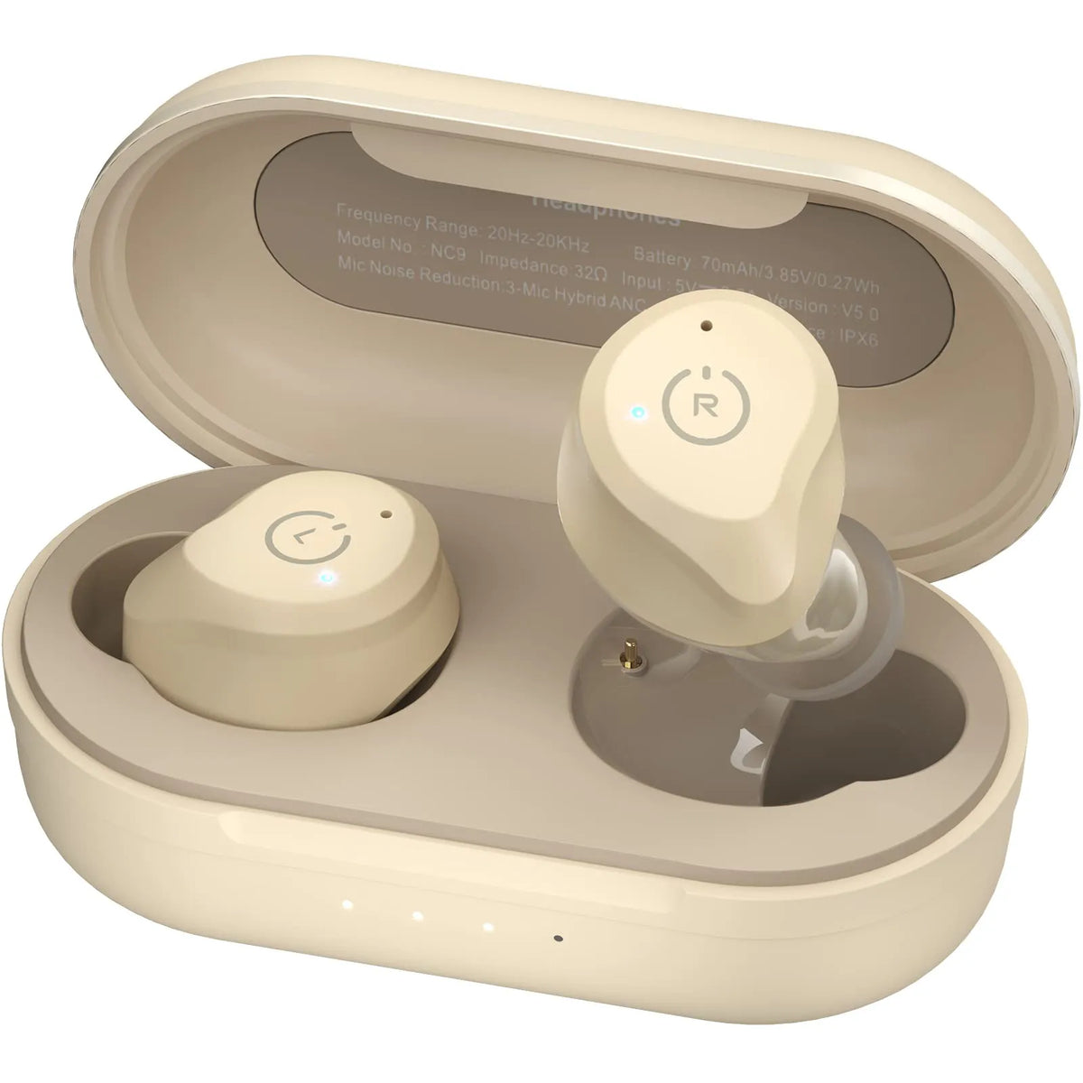 TOZO NC9 Hybrid Active Noise Cancelling Wireless Earbuds-Khaki