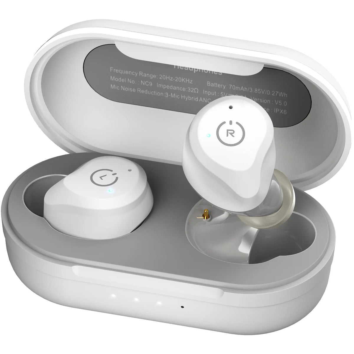 TOZO NC9 Hybrid Active Noise Cancelling Wireless Earbuds-White