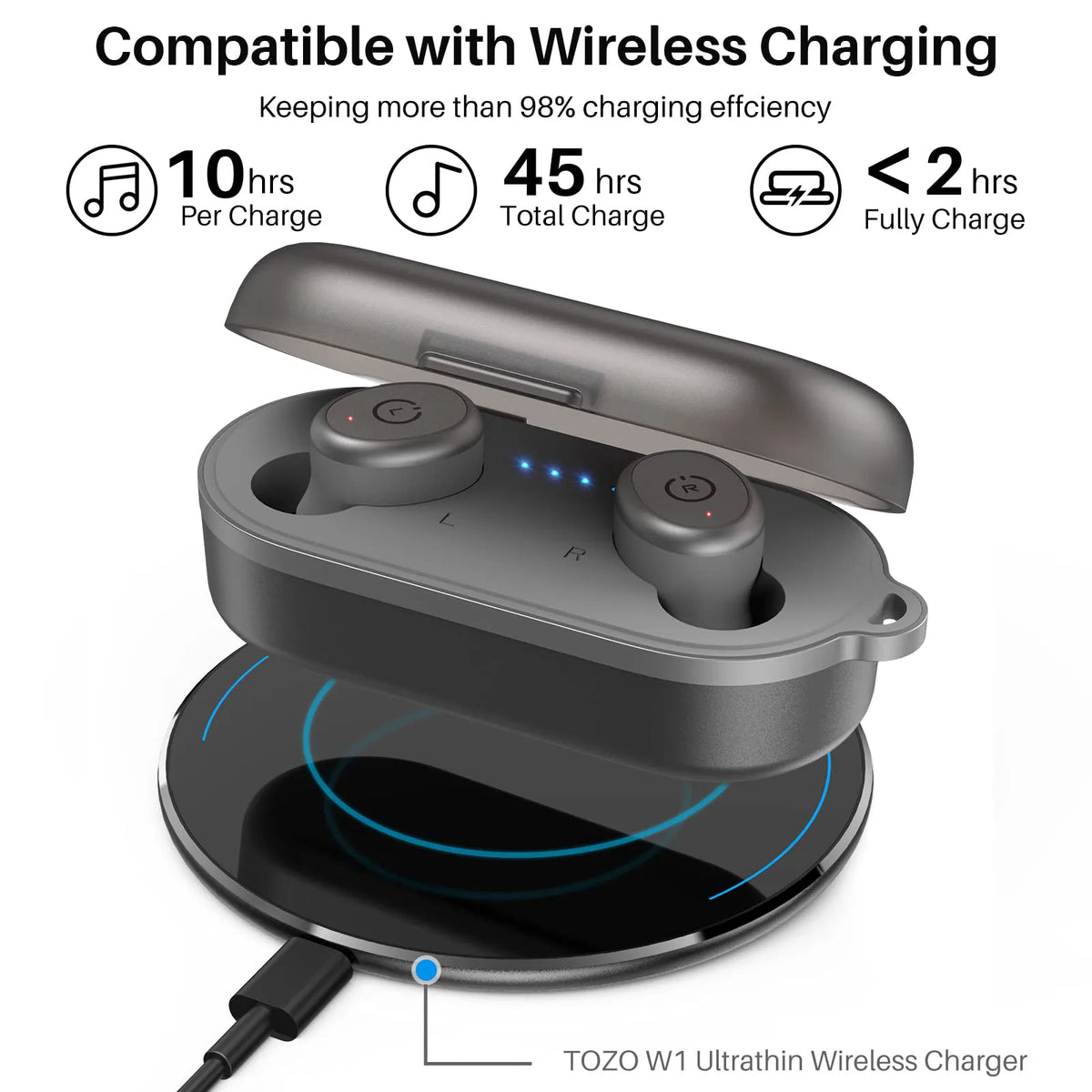 T10 Bluetooth 5.3 Wireless Earbuds with Wireless Charging Case IPX8  Waterproof Stereo Headphones in Ear Built in Mic Headset Premium Sound with  Deep