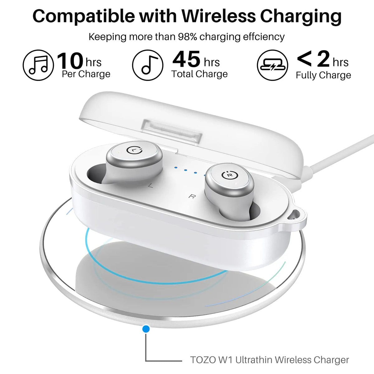 T10 Bluetooth 5.3 Wireless Earbuds with Wireless Charging Case IPX8  Waterproof Stereo Headphones in Ear Built in Mic Headset Premium Sound with  Deep