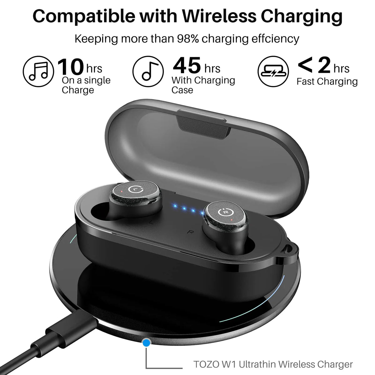 T10 Bluetooth 5.3 Wireless Earbuds with Wireless Charging Case IPX8  Waterproof Stereo Headphones in Ear Built in Mic Headset Premium Sound with  Deep