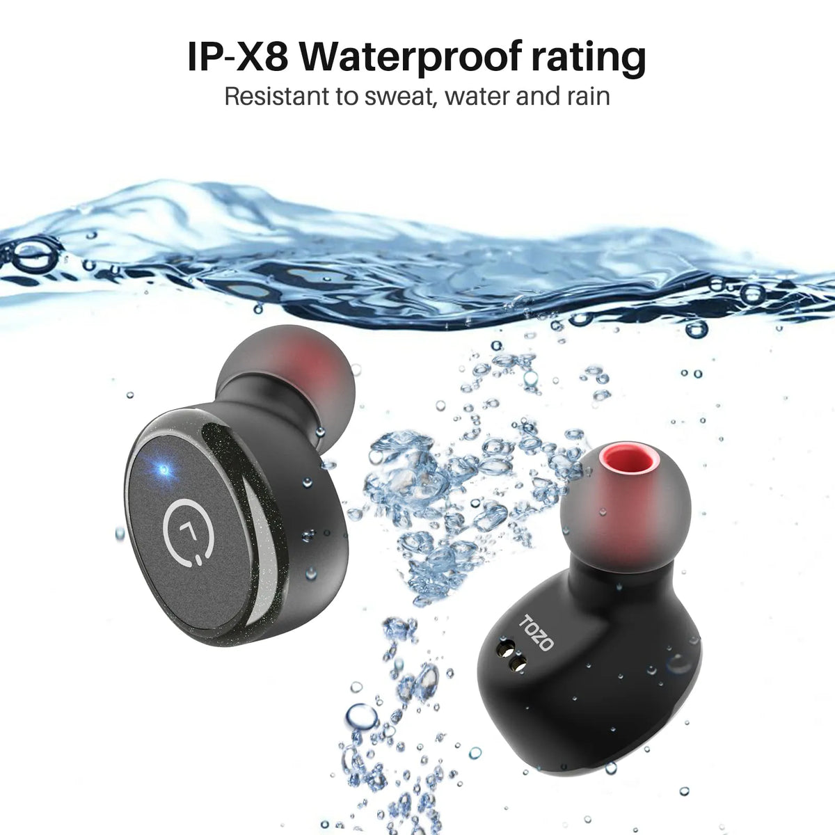 Auriculares inalámbricos T10 Bluetooth 5.3-IPX8 a prueba de agua -TOZO