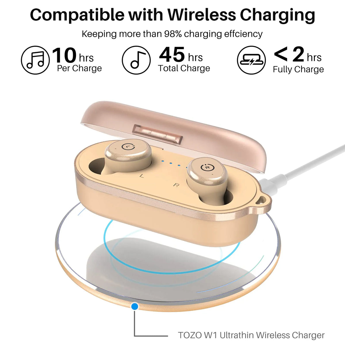 TOZO T10 Bluetooth 5.0 Wireless Earbuds with Wireless Charging Case IPX8  Waterproof TWS Stereo Headphones in Ear Built in Mic Headset Premium Sound