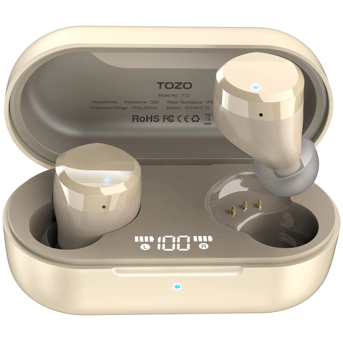 TOZO T12 Wireless Earbuds-Champagne
