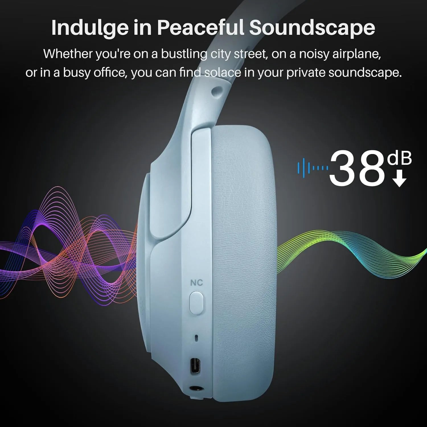 TOZO HT2 ワイヤレスヘッドホン HT2 ANC Headphone: Immersive Hi-Res Sound, 60H Playtime & 33