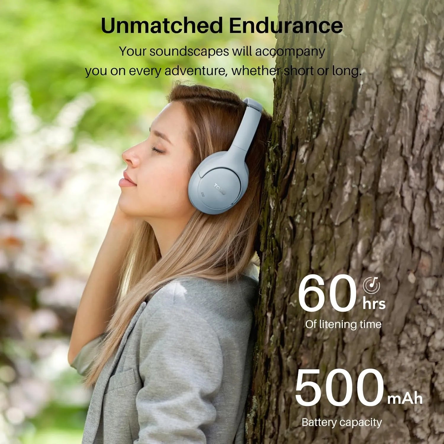 TOZO HT2 ワイヤレスヘッドホン HT2 ANC Headphone: Immersive Hi-Res Sound, 60H Playtime & 33