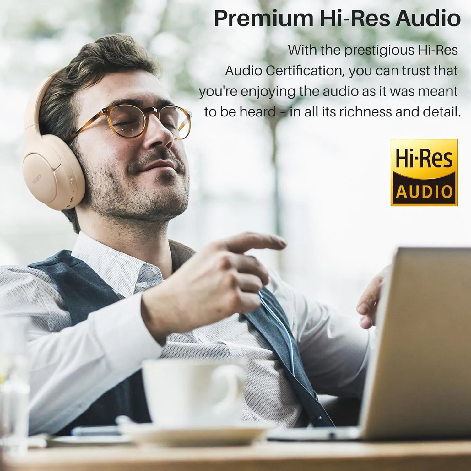 TOZO HT2 ワイヤレスヘッドホン HT2 ANC Headphone: Immersive Hi-Res Sound, 60H Playtime & 33