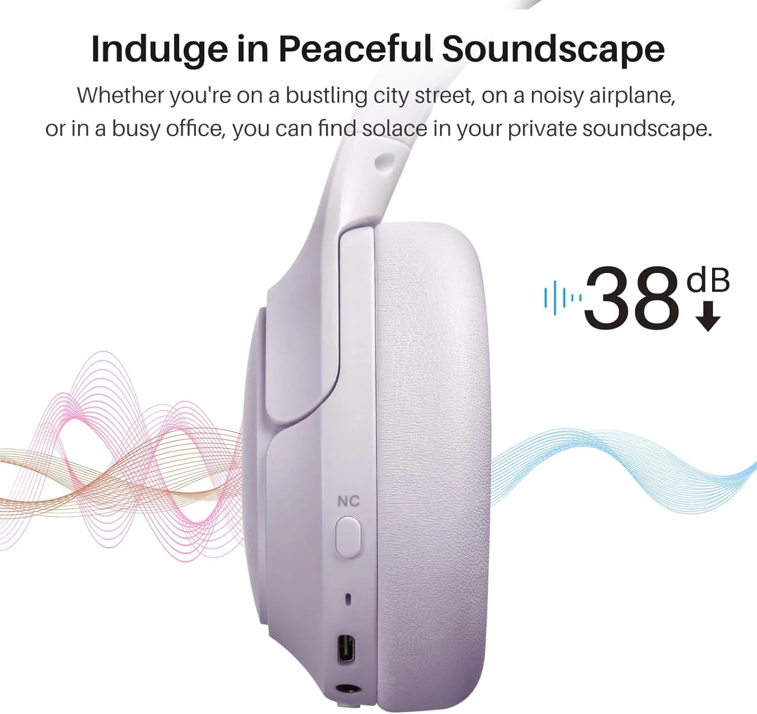 TOZO HT2 ワイヤレスヘッドホン HT2 ANC Headphone: Immersive Hi-Res Sound, 60H Playtime & 33