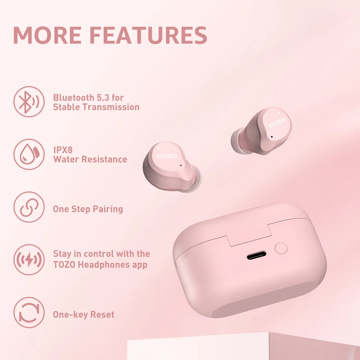 TOZO NC9 2024 Upgraded Hybrid Active Noise Cancelling Wireless Earbuds