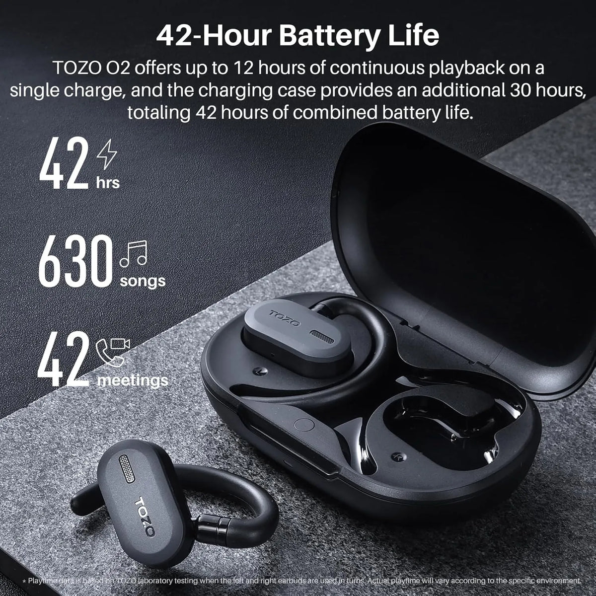 TOZO Open Buds-Lightweight True Open Ear Wireless Earbuds-Black