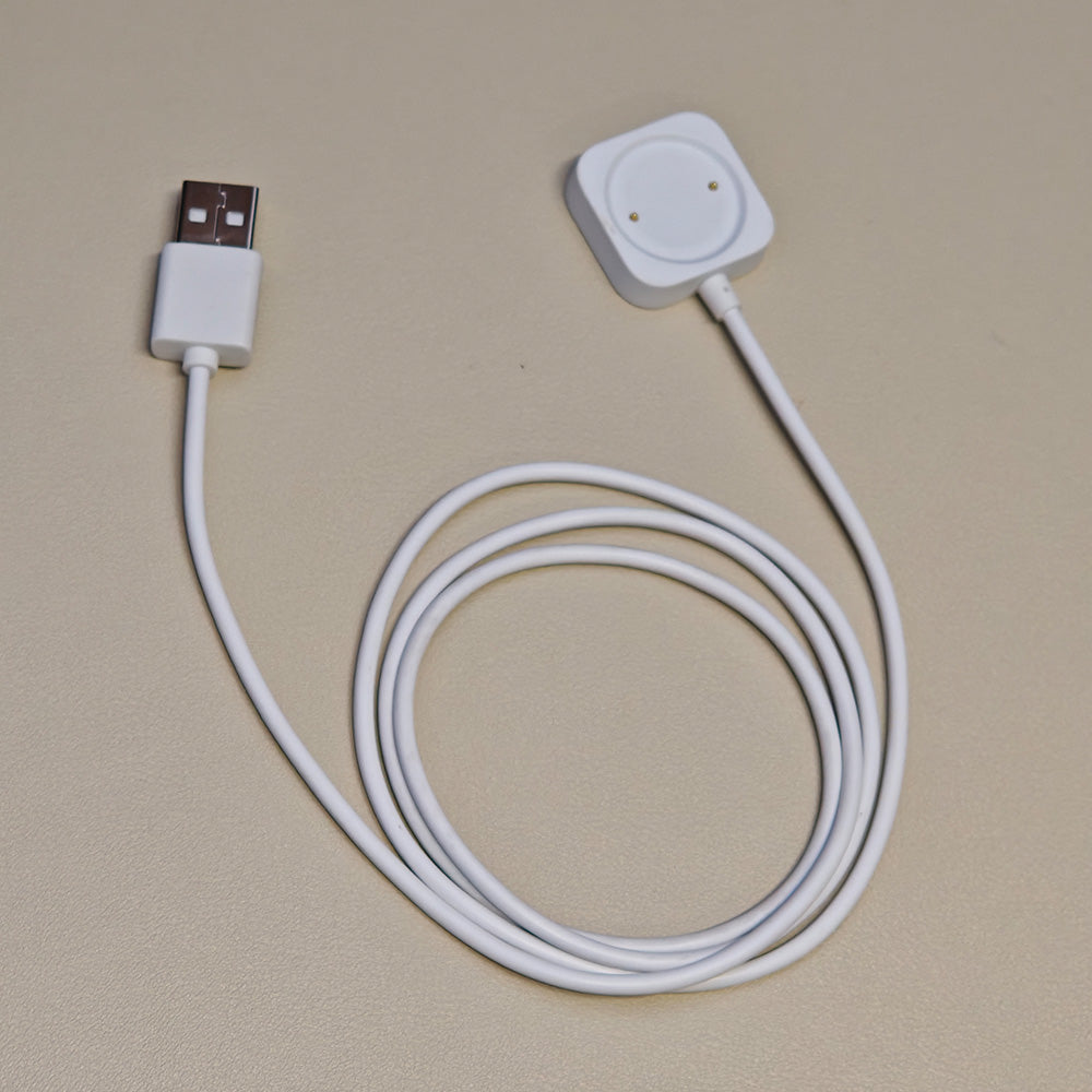 s8 White USB cable with a square connector on a beige background