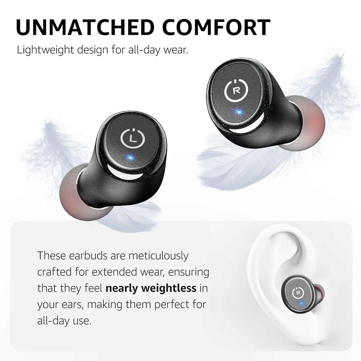 TOZO t10 bluetooth 5.3 wireless earbuds black