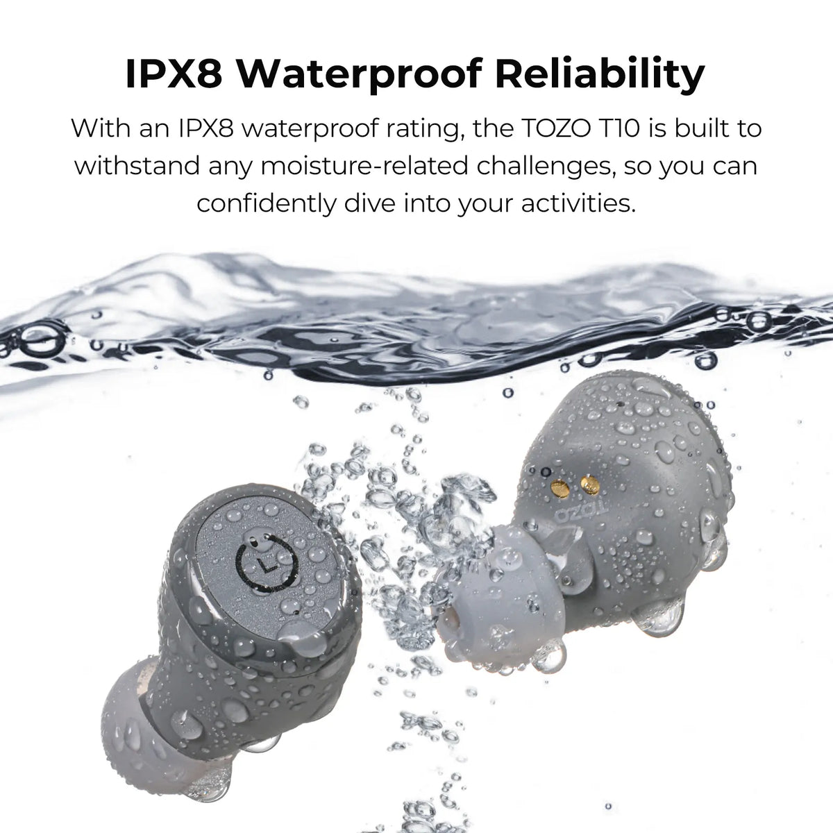 t10 matte gray wireless earbuds