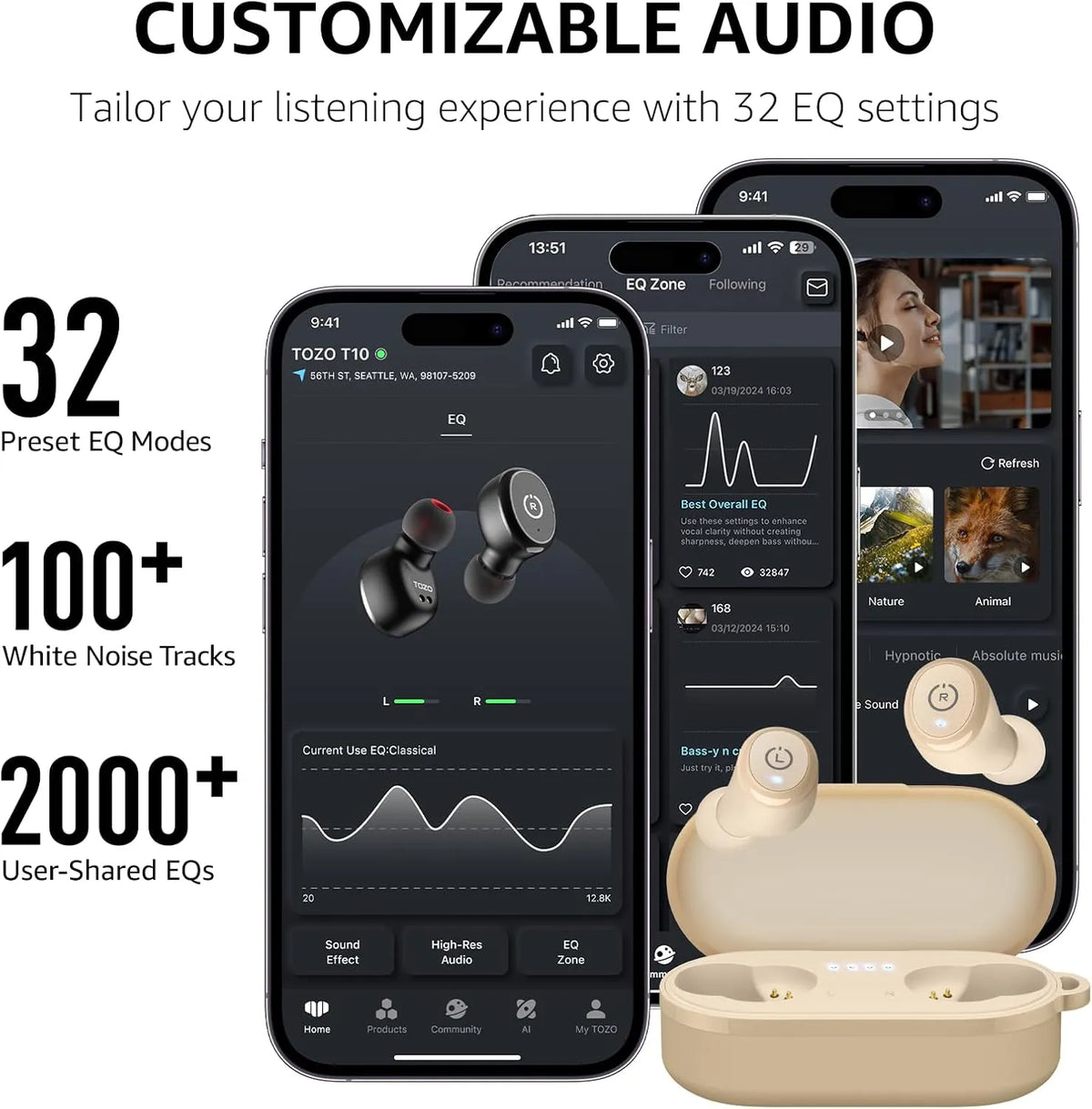 t10 matte khaki wireless earbuds