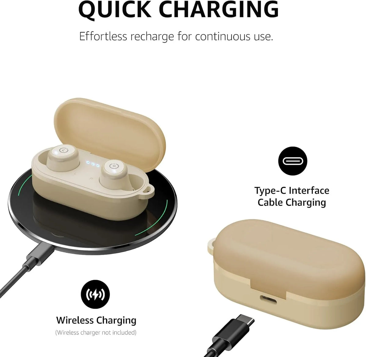 t10 matte khaki wireless earbuds