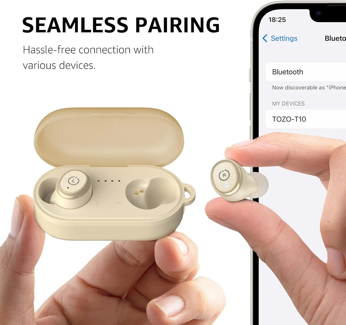 t10 matte khaki wireless earbuds