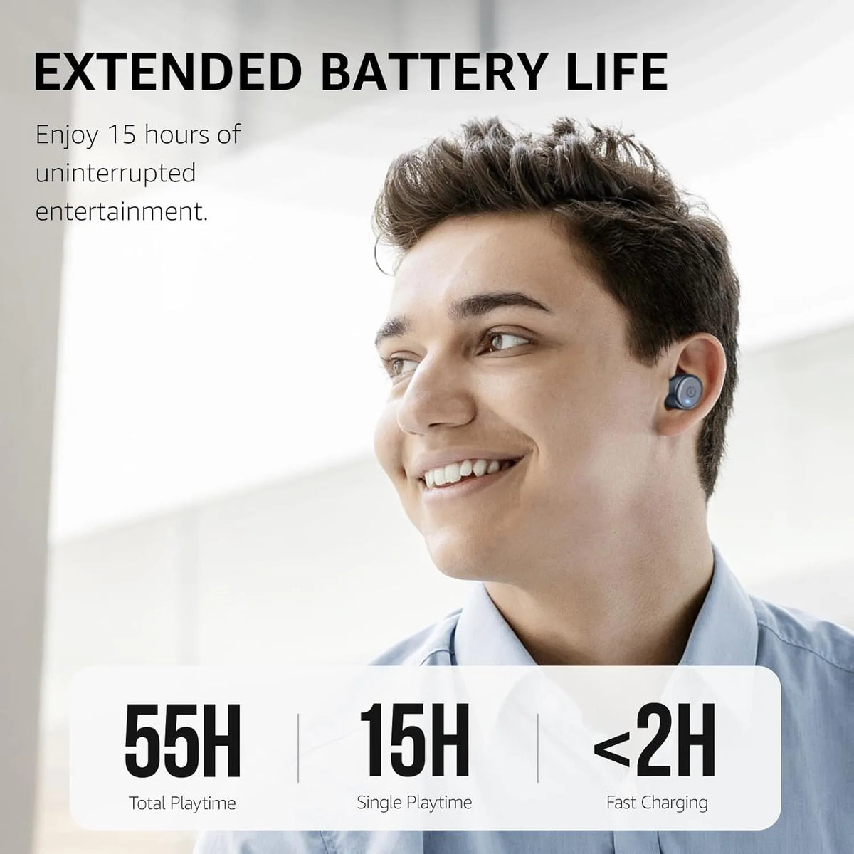 t10 matte blue wireless earbuds