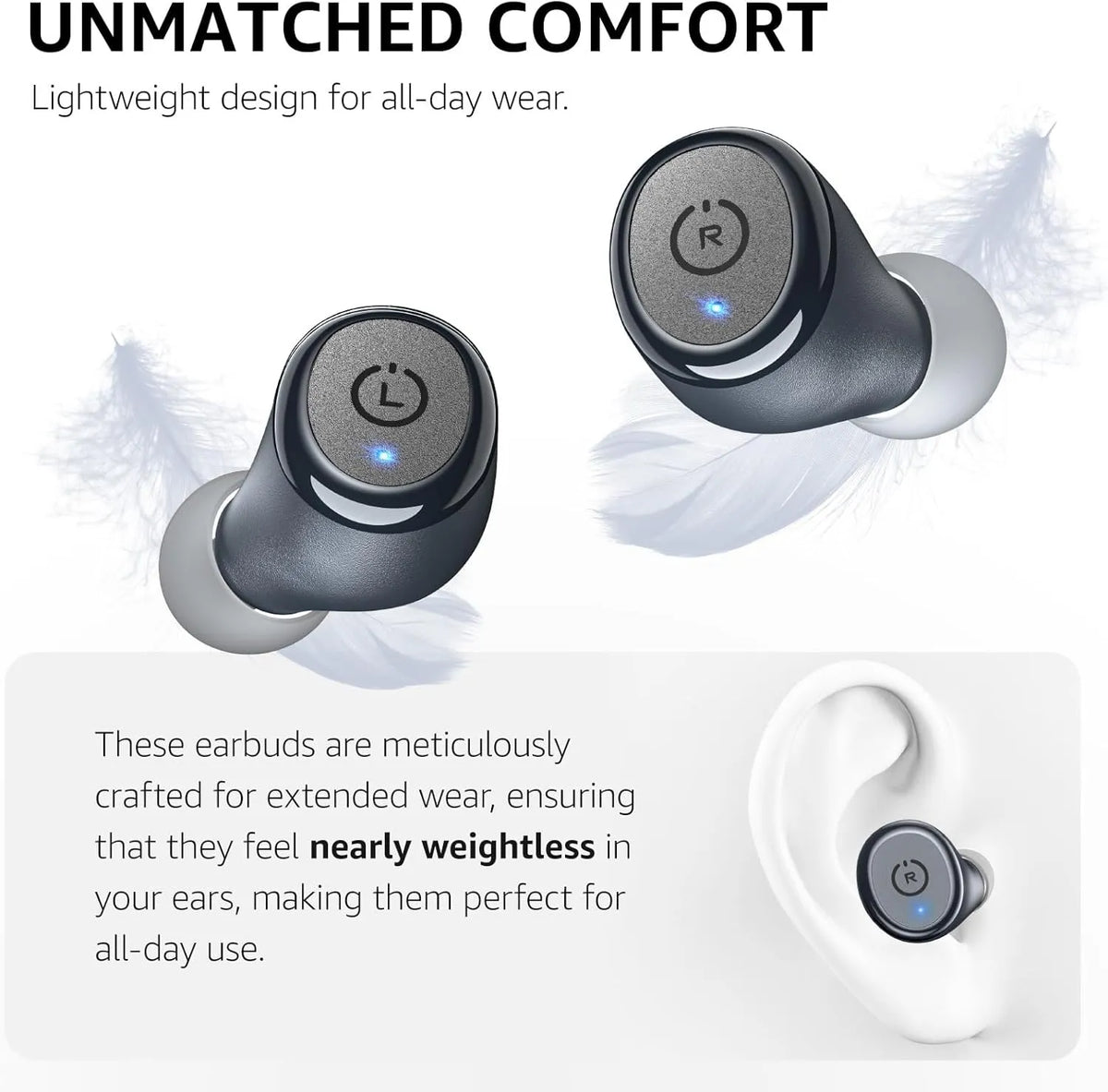 t10 matte blue wireless earbuds