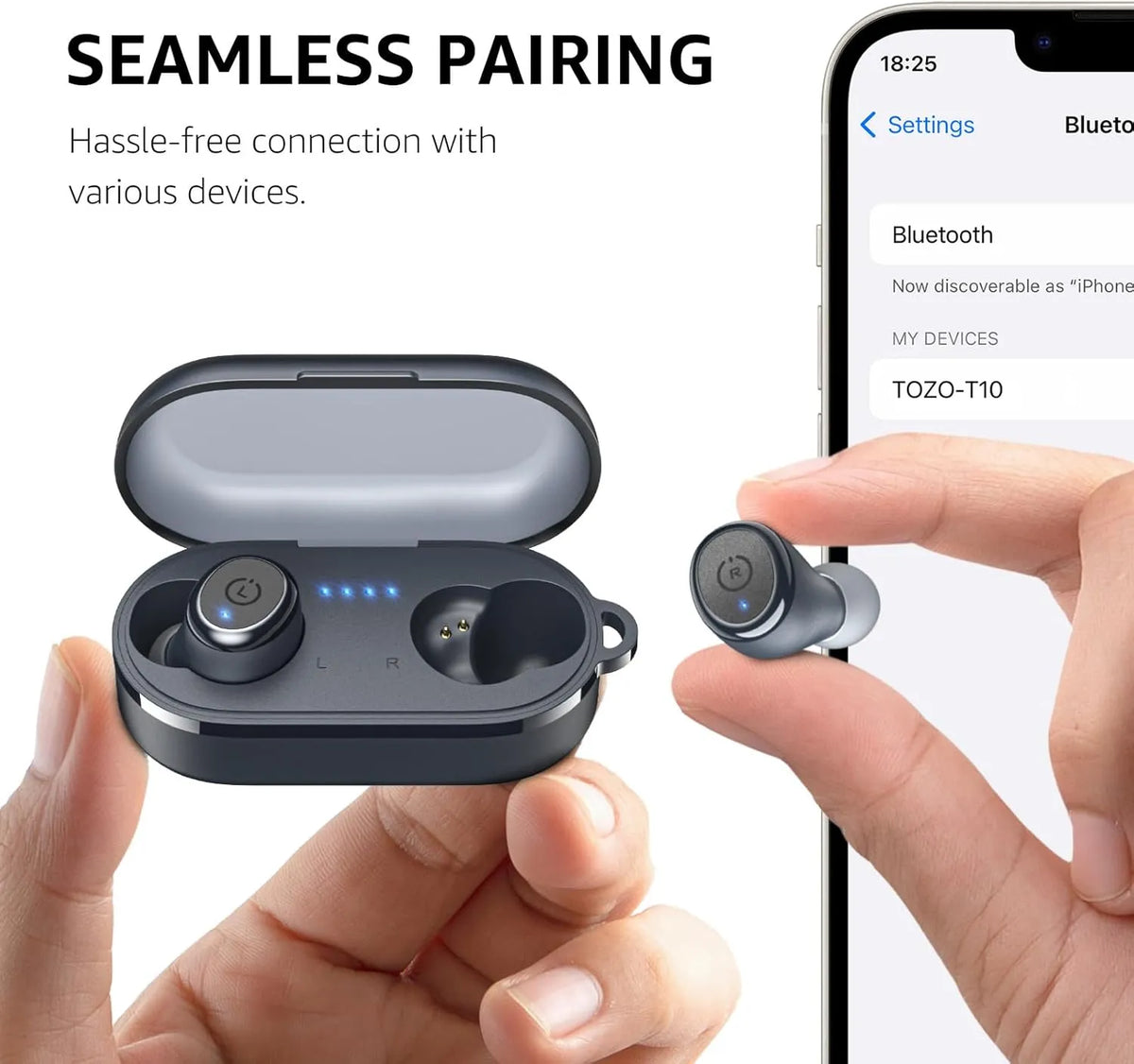 t10 matte blue wireless earbuds